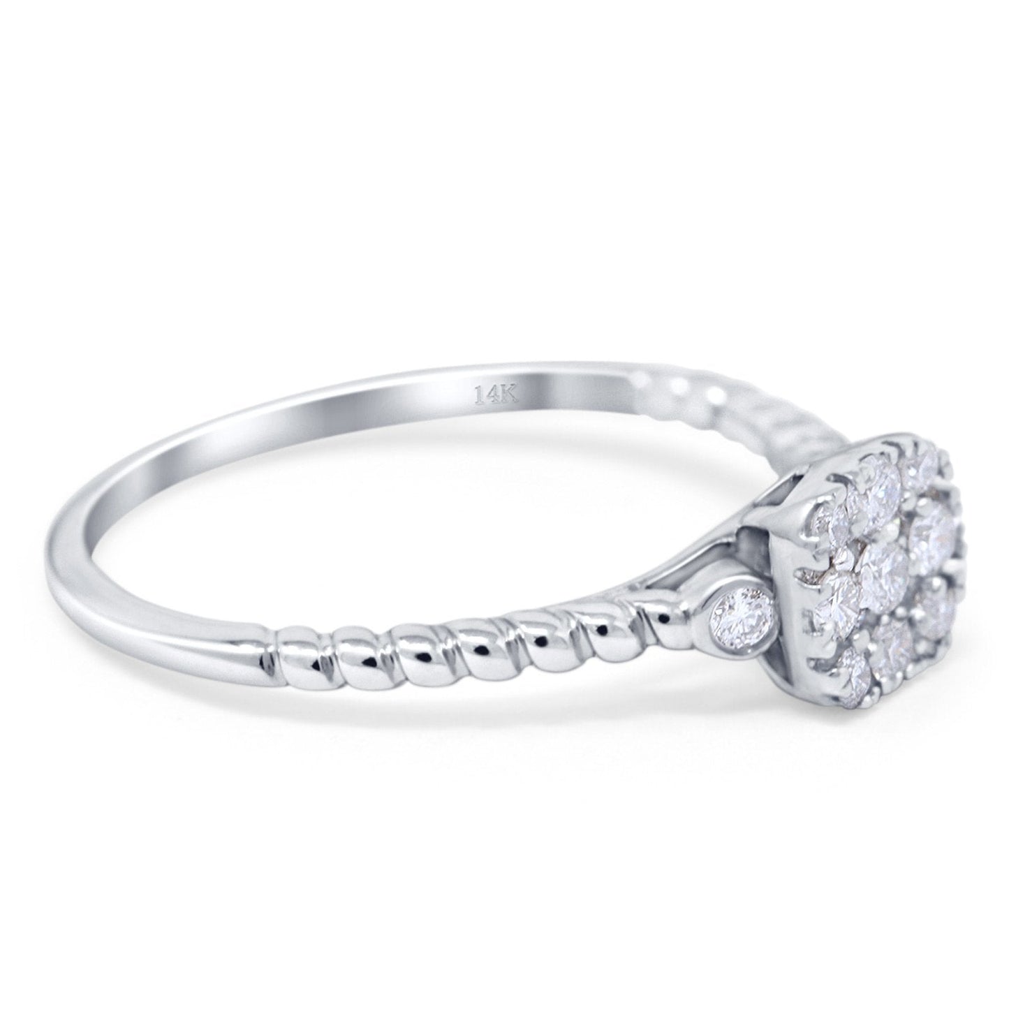 14K White Gold 0.26ct Round 6.3mm G SI Diamond Engagement Wedding Promise Ring Size 6.5