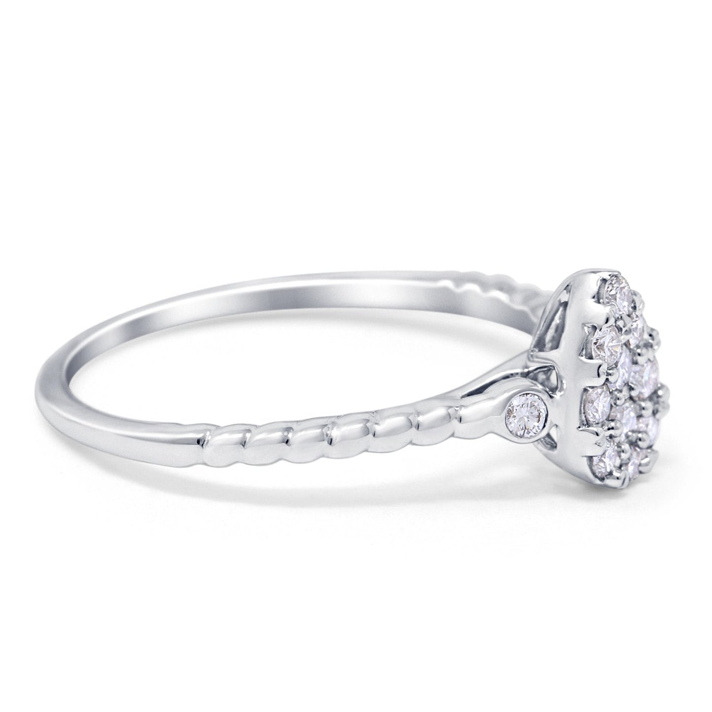 14K White Gold 0.26ct Pear 8.2mm G SI Diamond Engagement Wedding Solitaire Promise Ring Size 6.5