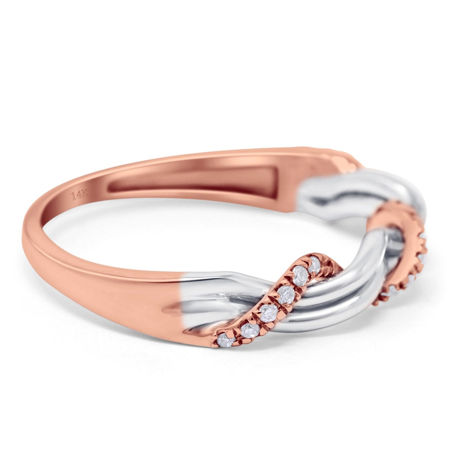 14K Rose Gold 0.10ct Round 3.7mm G SI Diamond Eternity Engagement Wedding Ring Size 6.5