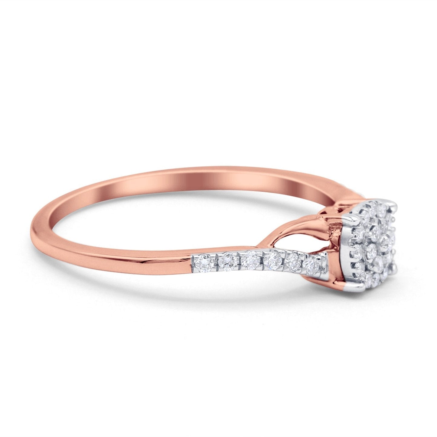 14K Rose Gold 0.18ct Round 5.5mm G SI Diamond Engagement Wedding Ring Size 6.5