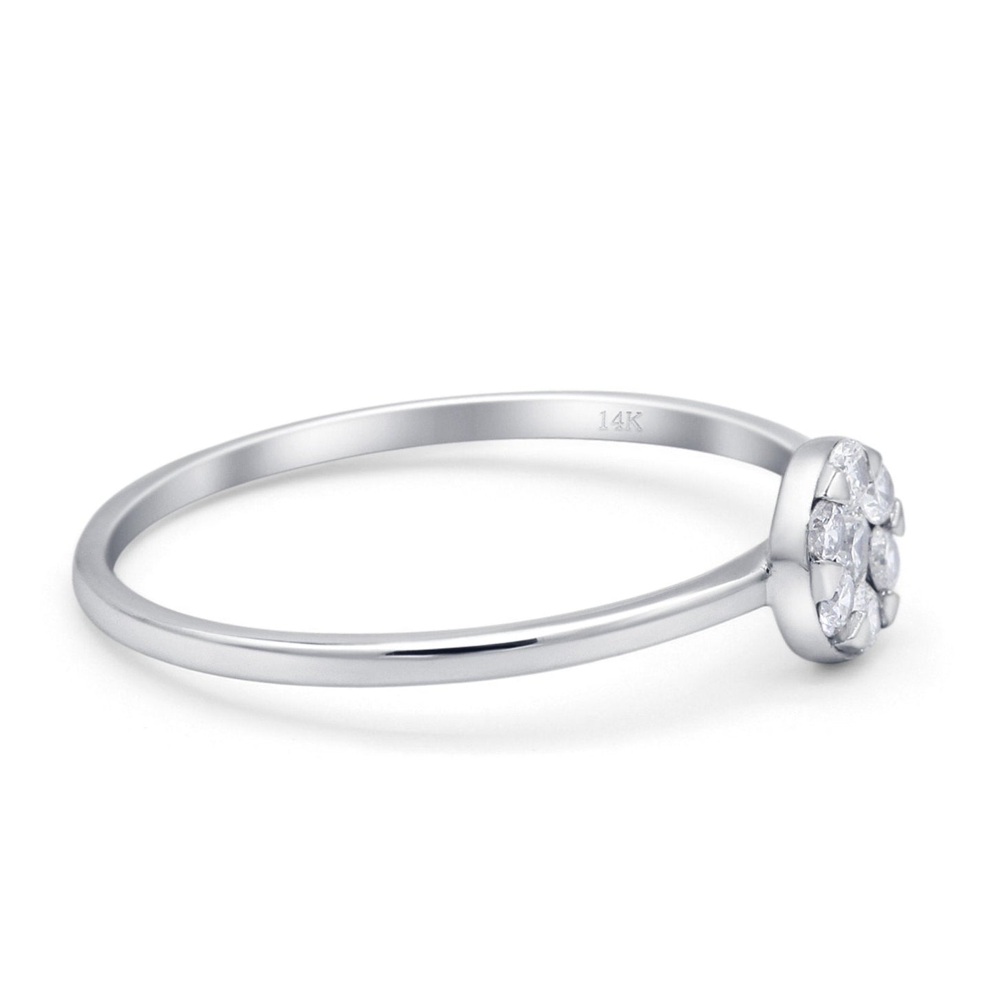 Anillo de compromiso solitario con diamante G SI de 0,17 ct y 5,5 mm de oro blanco de 14 quilates, talla 6,5