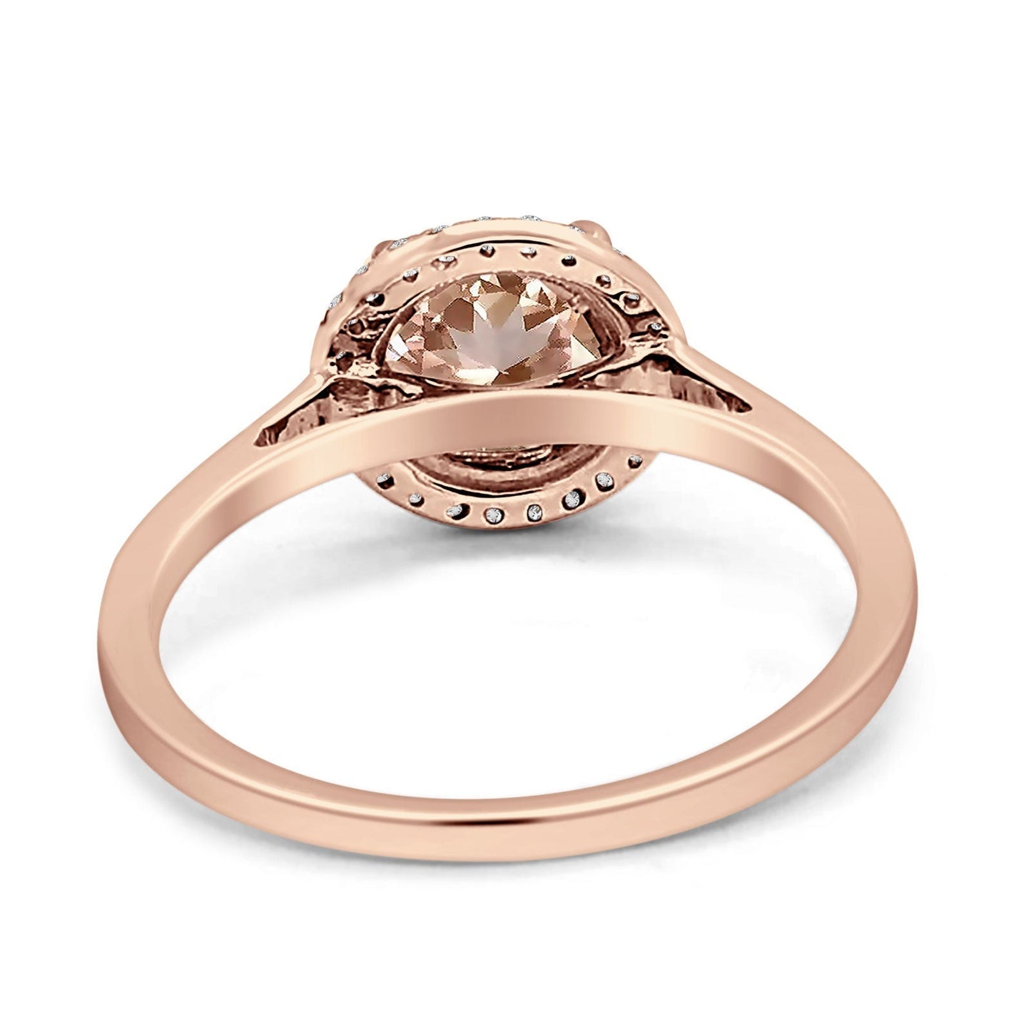 Round Natural Morganite Halo Solitaire Natural Diamond Ring 10K Rose Gold Wholesale