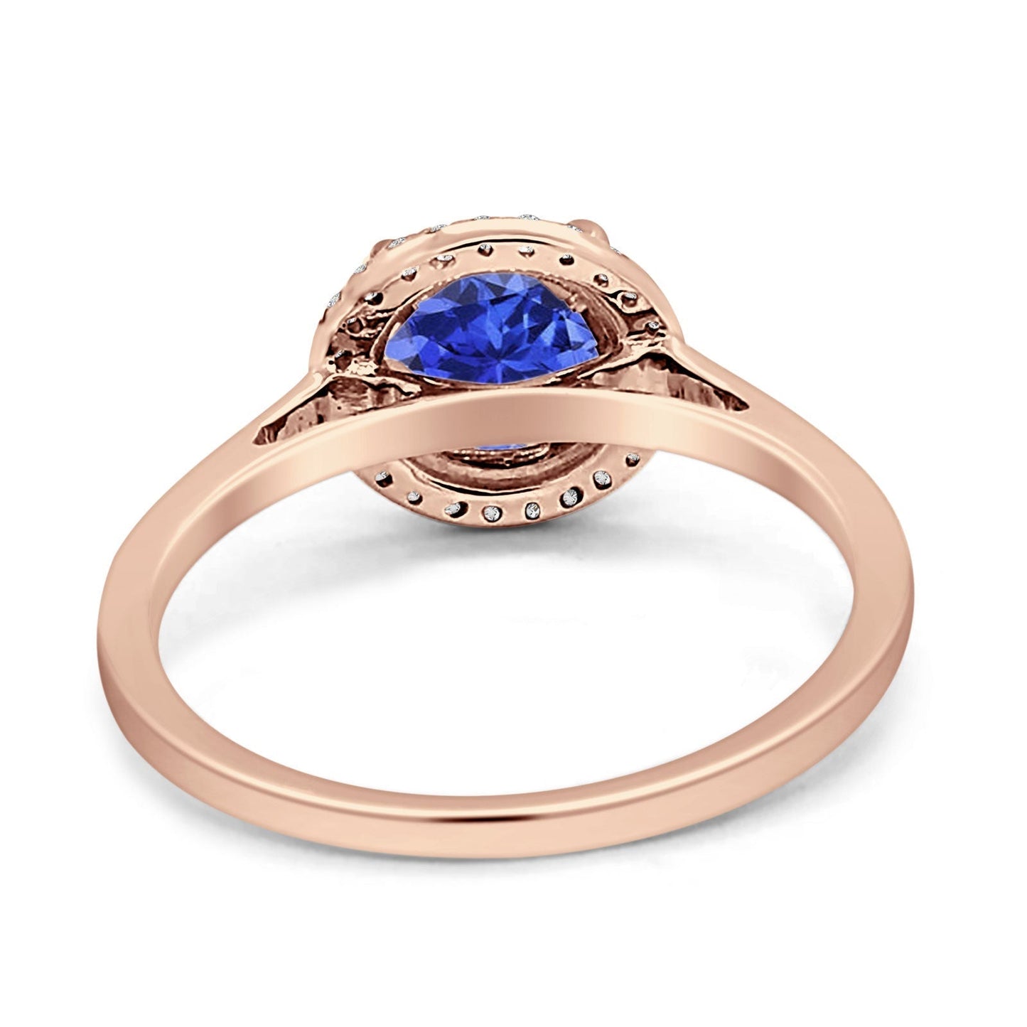 Round Natural Tanzanite Halo Solitaire Natural Diamond Ring 10K Rose Gold Wholesale