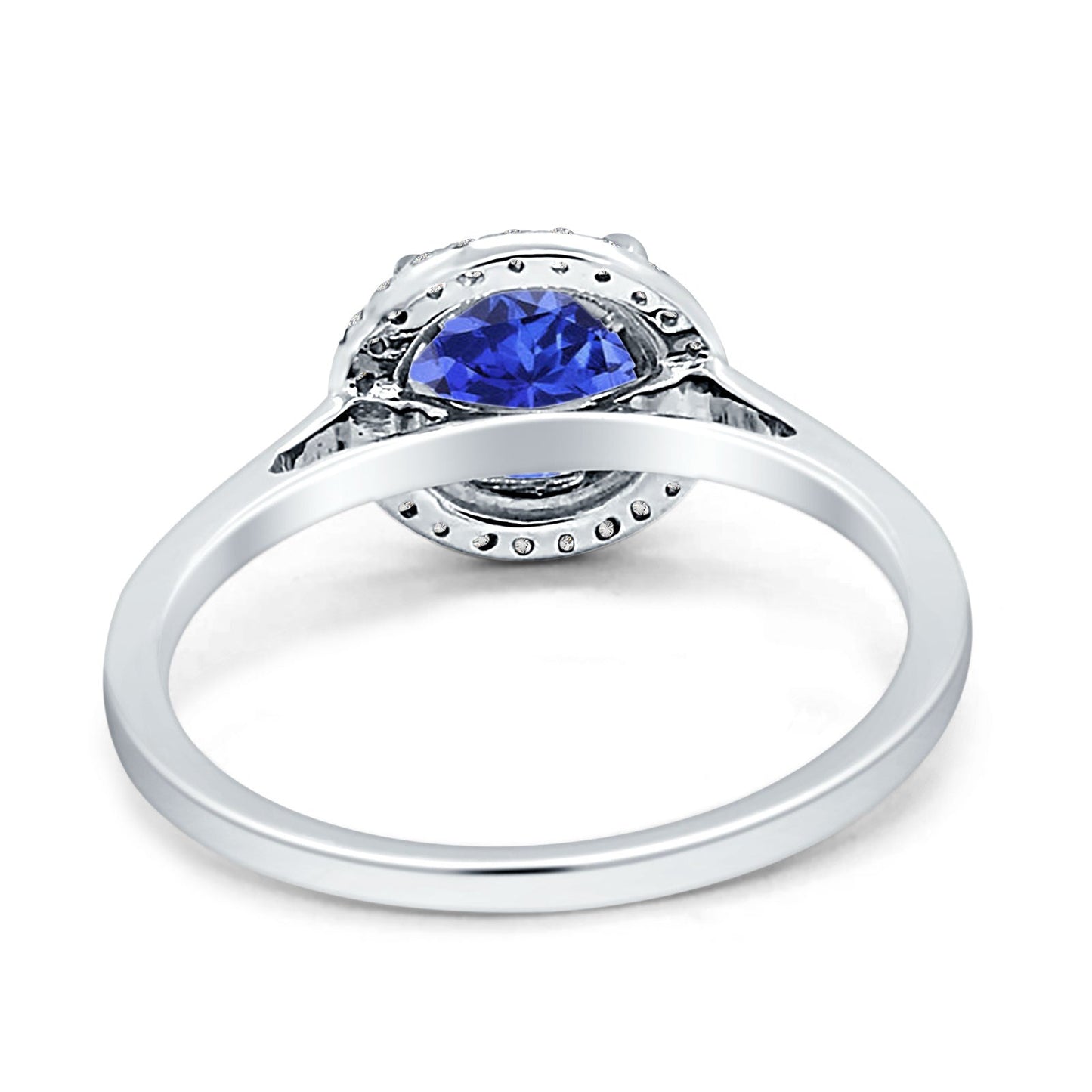 Round Natural Tanzanite Halo Solitaire Natural Diamond Ring 10K White Gold Wholesale