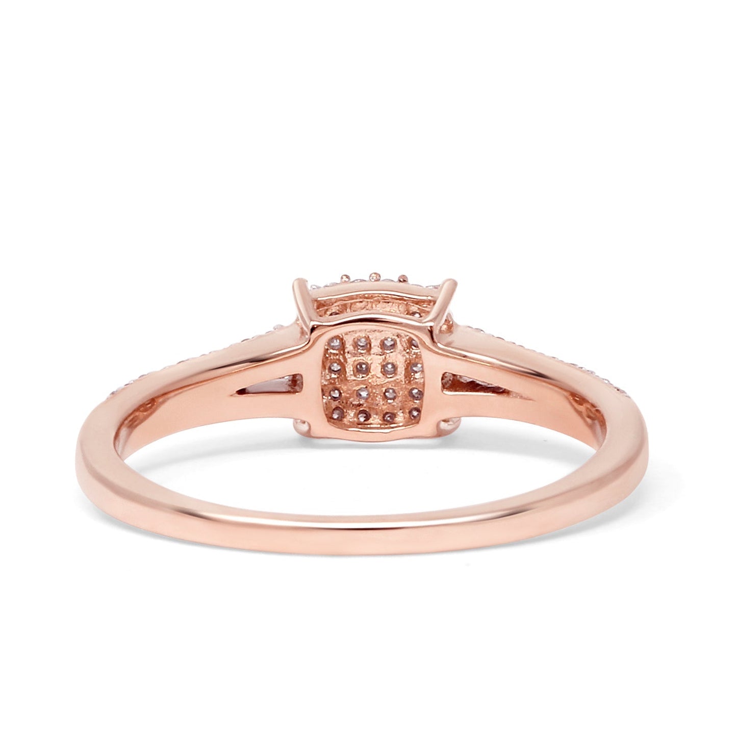 Cushion Diamond Ring Split Shank 10K Rose Gold 0.31ct Wholesale