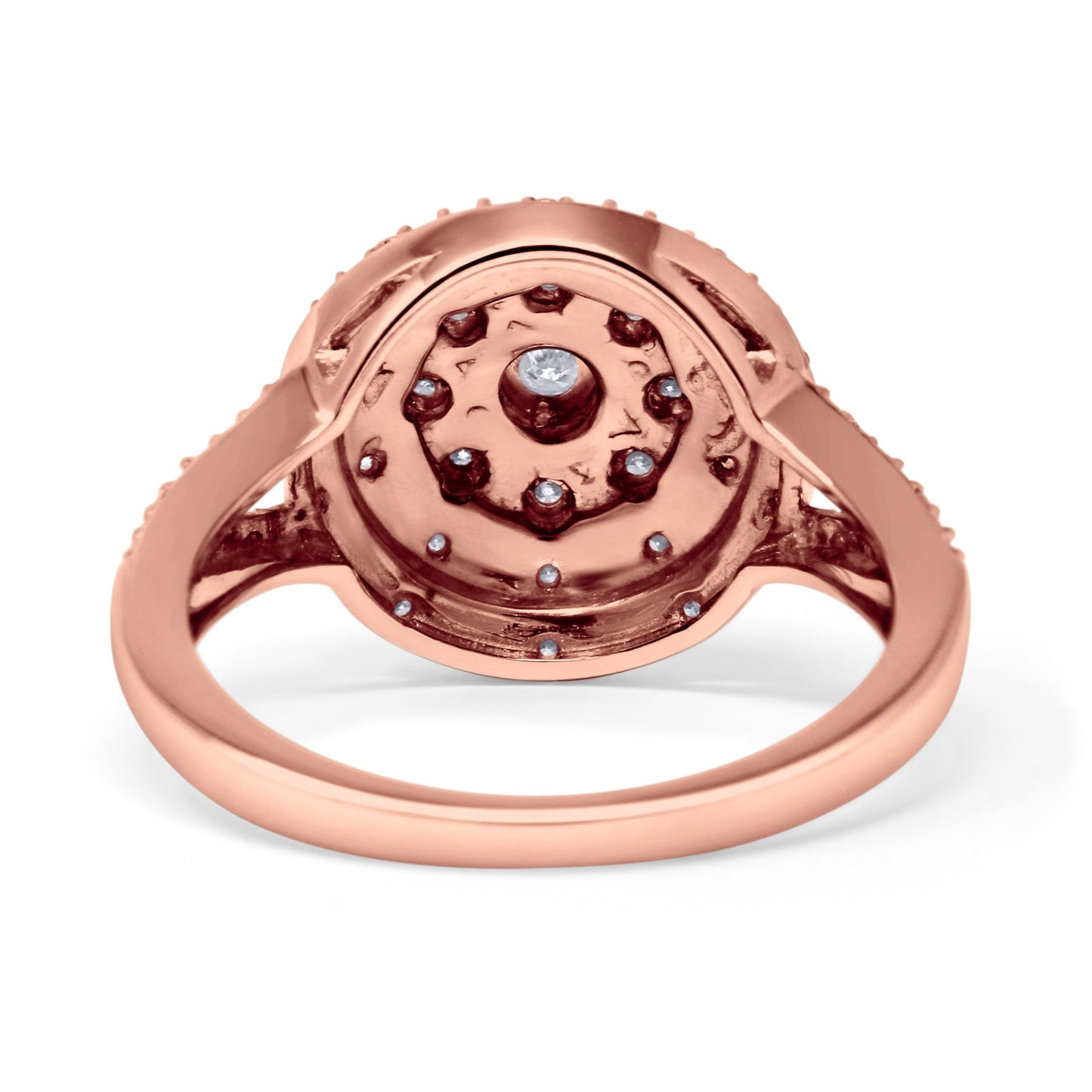 Double Halo Diamond Ring 10K Rose Gold 0.18ct Wholesale