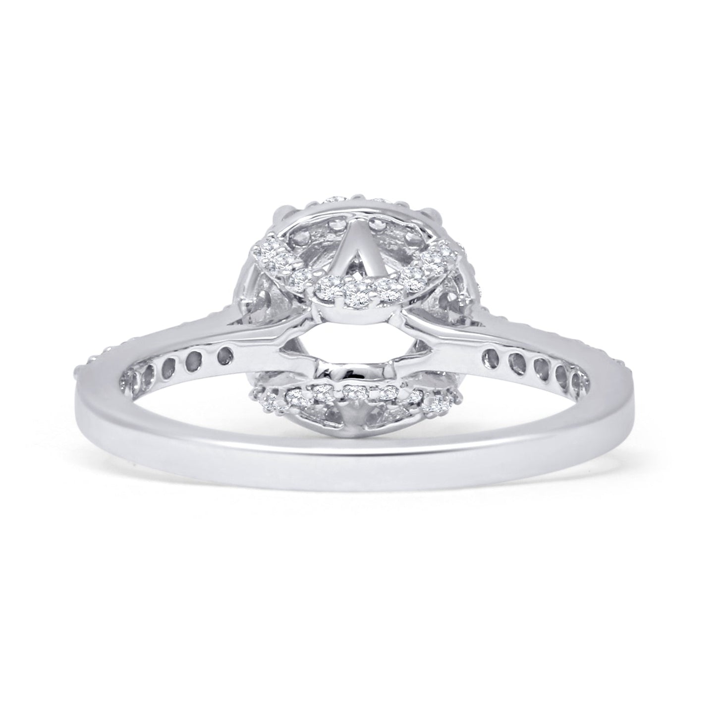 14K White Gold 0.42ct Round Halo Semi Mount Diamond Ring Wholesale