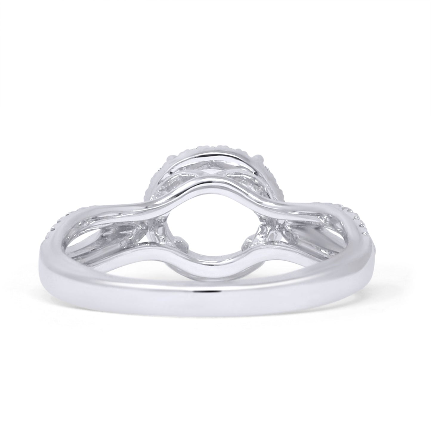 Bague en or blanc 14 carats avec diamant semi-monté de style marquise et halo rond de 0,33 ct en gros