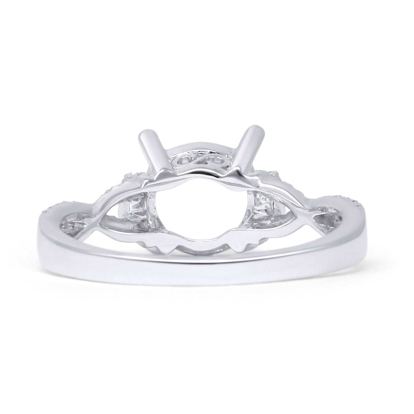 Bague en or blanc 14 carats avec diamant semi-monté torsadé à tige fendue ronde de 0,30 ct en gros