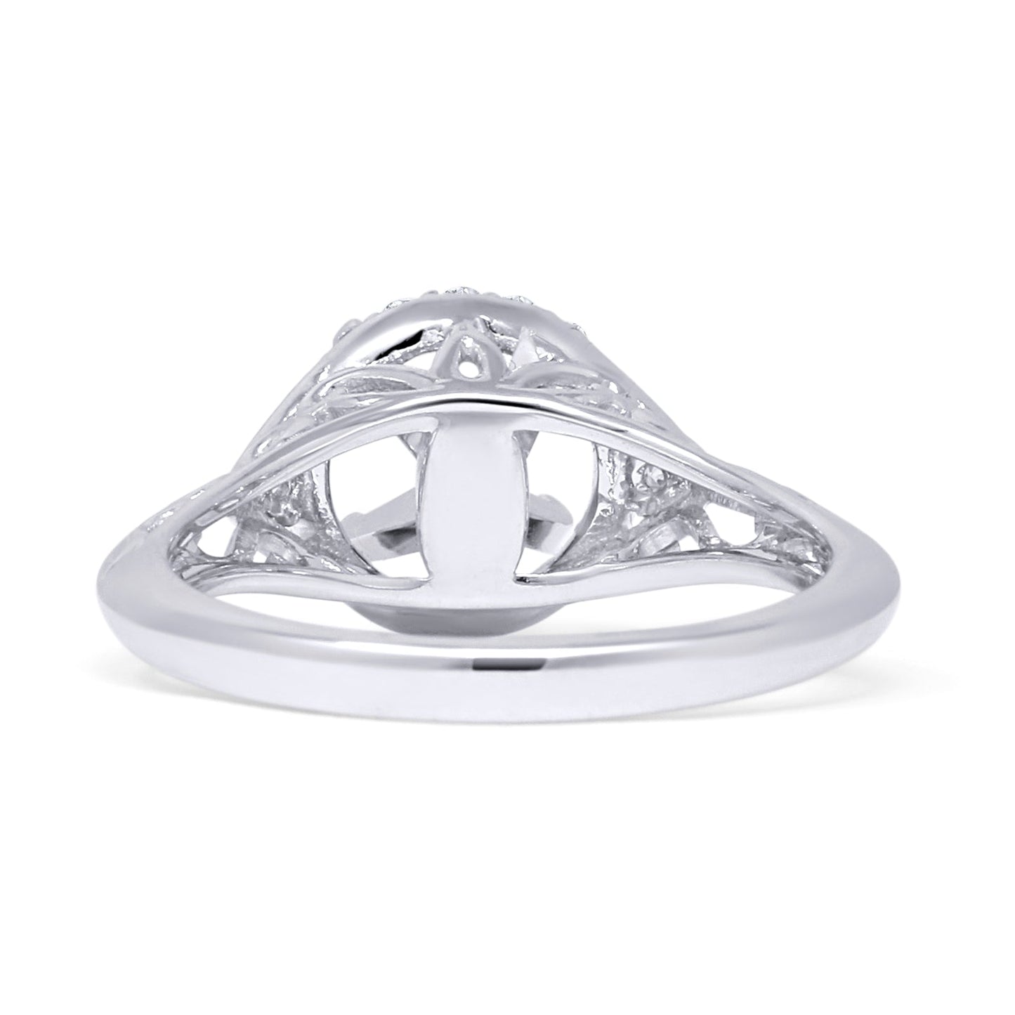 14K White Gold 0.24ct Round Halo Filigree Semi Mount Diamond Ring Wholesale