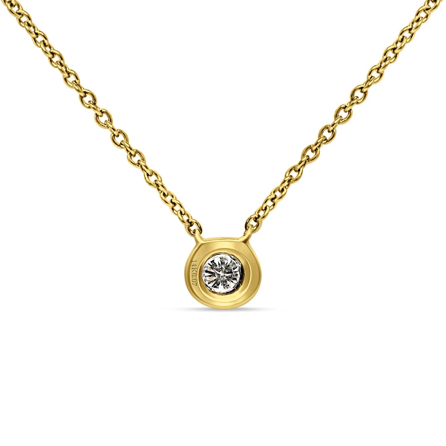 14K Yellow Gold 0.07ct Diamond Solitaire Pendant Necklace 18 inch Wholesale