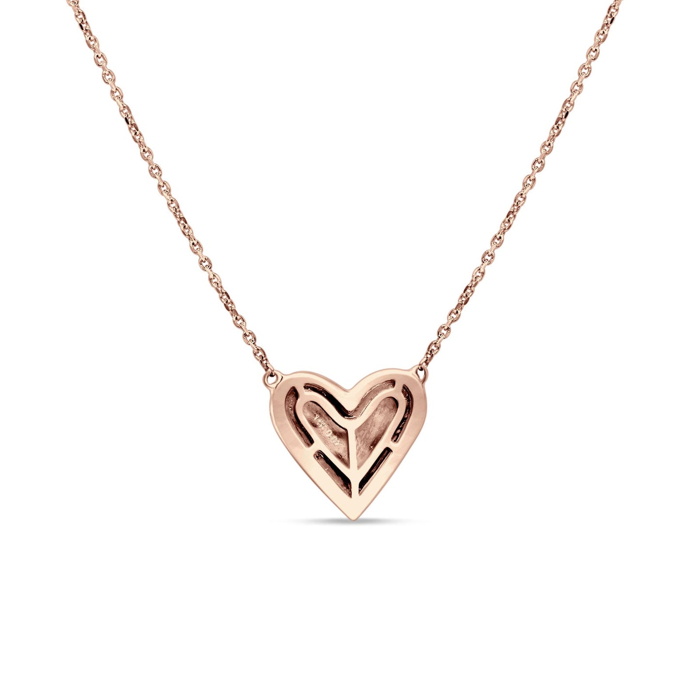 Heart Pendant Diamond Necklace 14K Rose Gold 0.07ct Wholesale