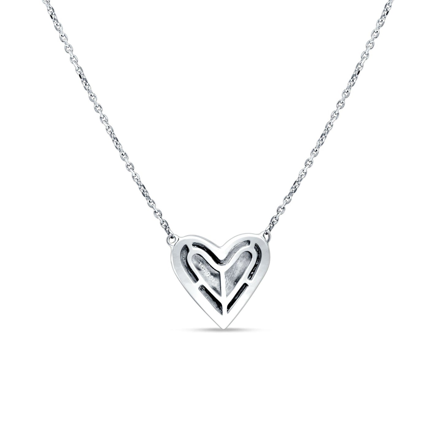 Heart Pendant Diamond Necklace 14K White Gold 0.07ct Wholesale