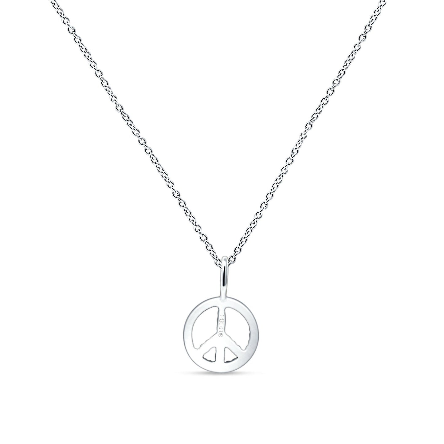 Peace Sign Necklace Diamond Pendant 14K White Gold 0.08ct Wholesale