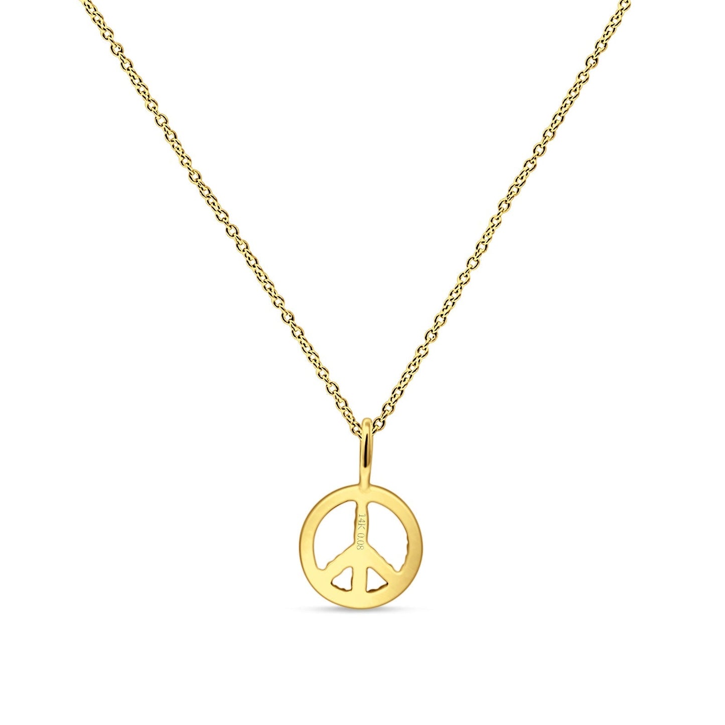 Peace Sign Necklace Diamond Pendant 14K Yellow Gold 0.08ct Wholesale