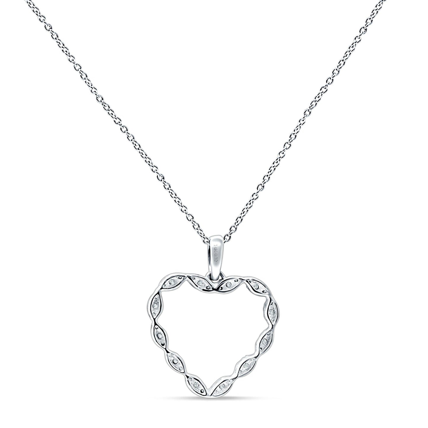 Heart Necklace Diamond Pendant 14K White Gold 0.32ct Wholesale