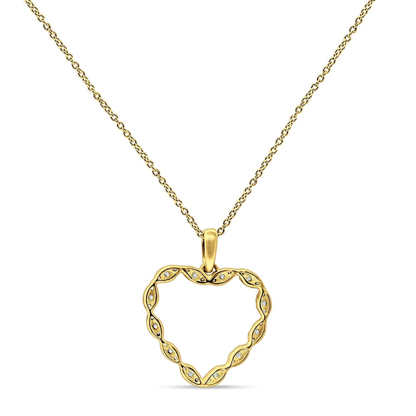 Heart Necklace Diamond Pendant 14K Yellow Gold 0.32ct Wholesale