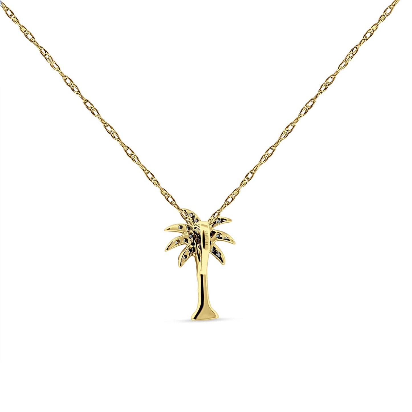 Diamond Palm Tree Necklace 14K Yellow Gold 0.11ct  Wholesale