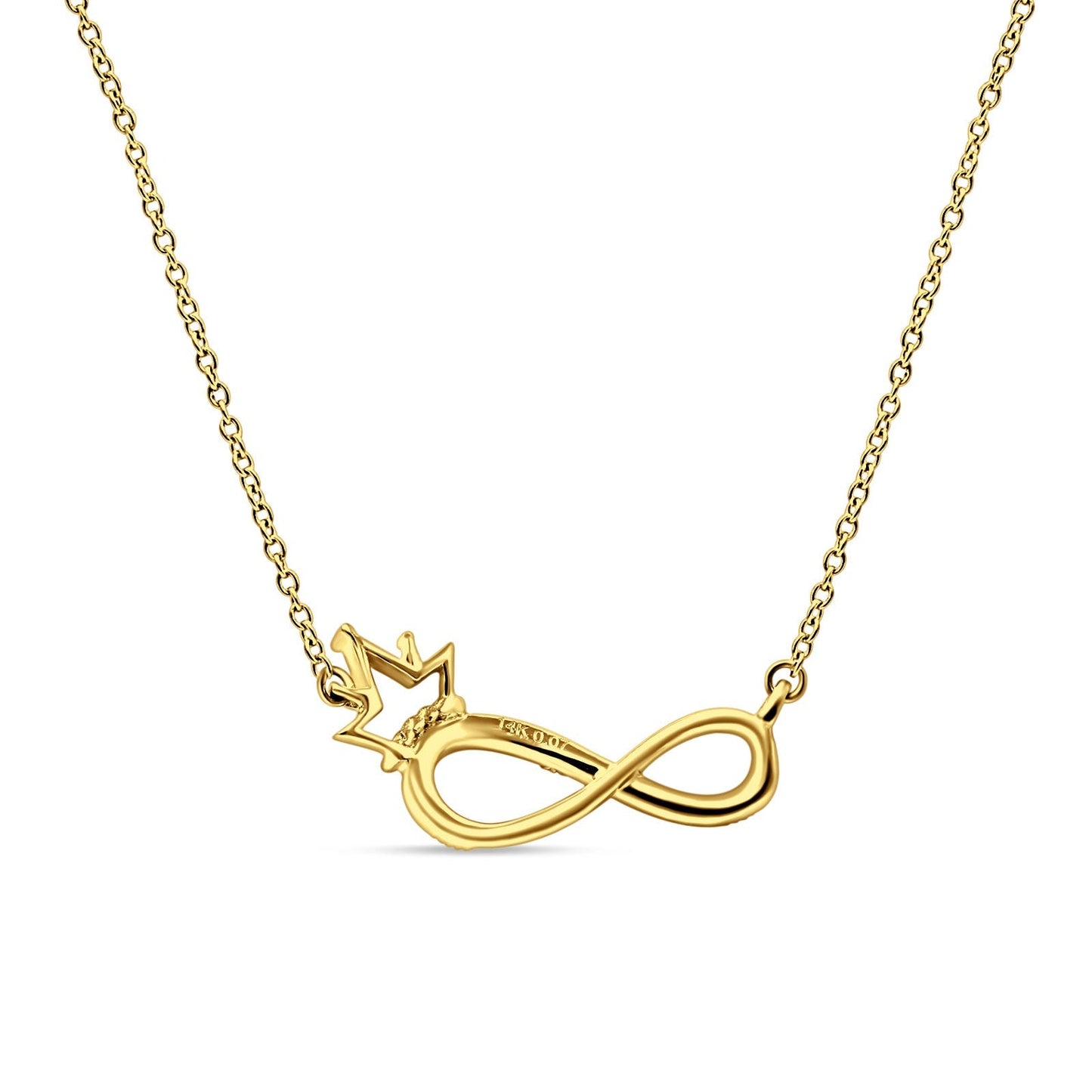 Infinity Diamond Necklace 14K Yellow Gold 0.07ct Wholesale