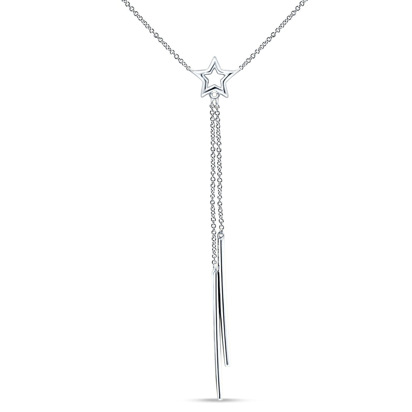 Dangling Diamond Line Star Necklace 14K White Gold 0.05ct Wholesale