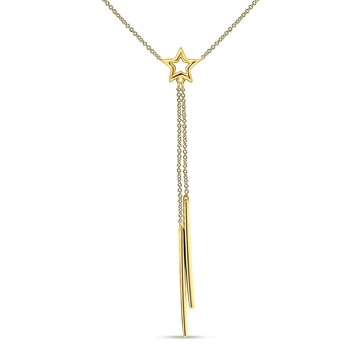 Dangling Diamond Line Star Necklace 14K Yellow Gold 0.05ct Wholesale