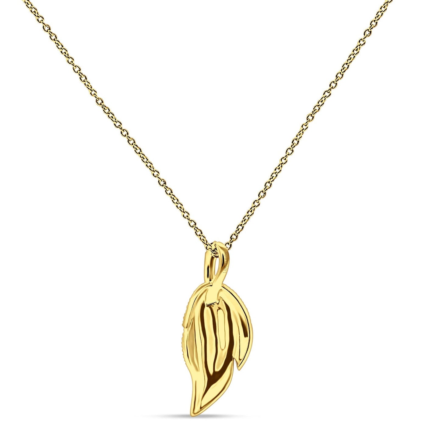 Leaf Necklace Diamond Pendant 14K Yellow Gold 0.06ct Wholesale