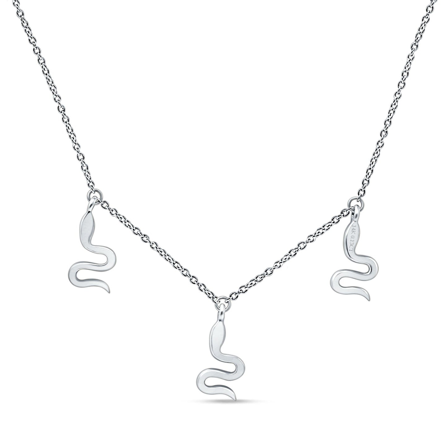 Dangling Diamond Snake Necklace 14K White Gold 0.13ct Wholesale