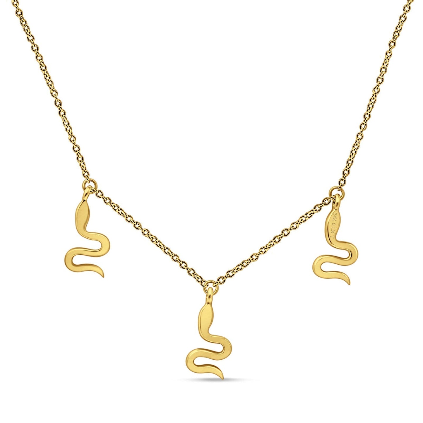 Dangling Diamond Snake Necklace 14K Yellow Gold 0.13ct Wholesale