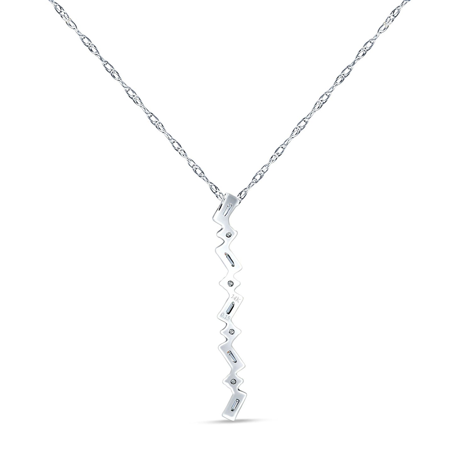 14K White Gold 0.15ct Crystal Drop Diamond Pendant Chain Necklace 18" Long Wholesale