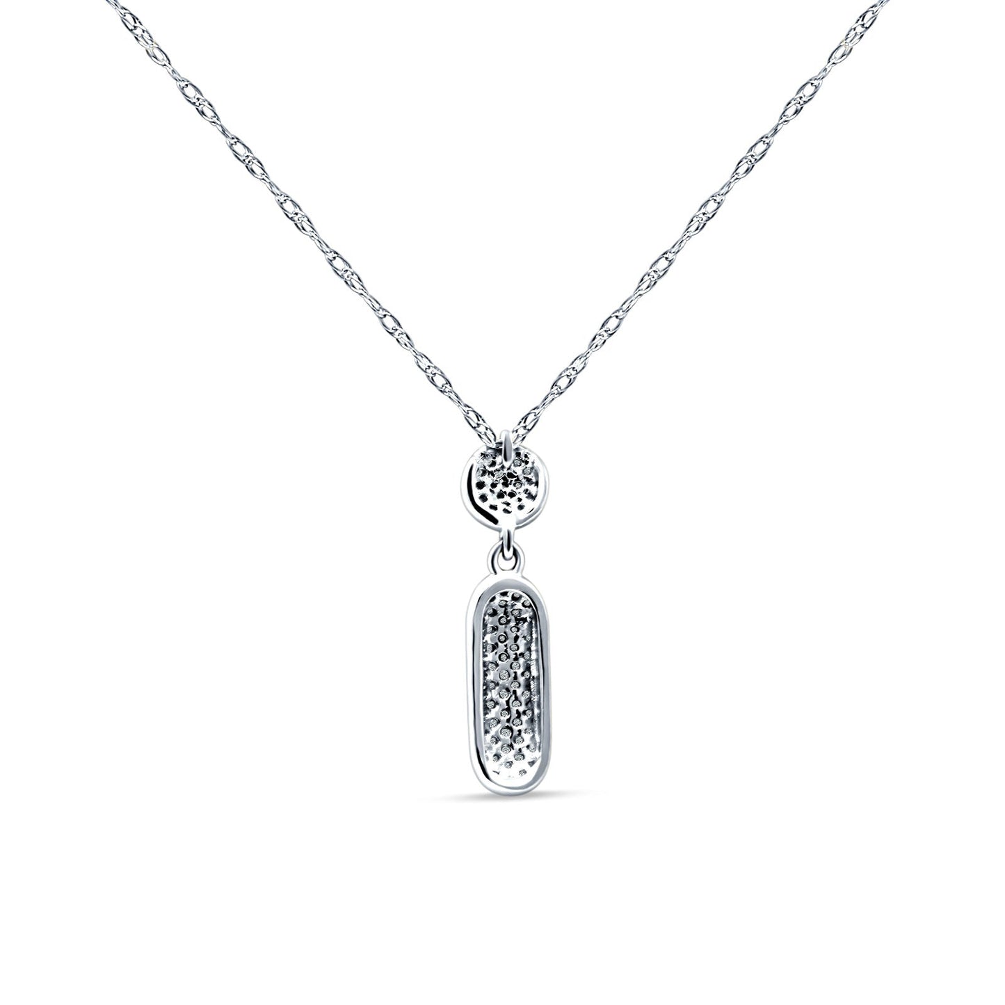 14K White Gold 0.11ct Crystal Drop Diamond Pendant Chain Necklace 18" Long Wholesale