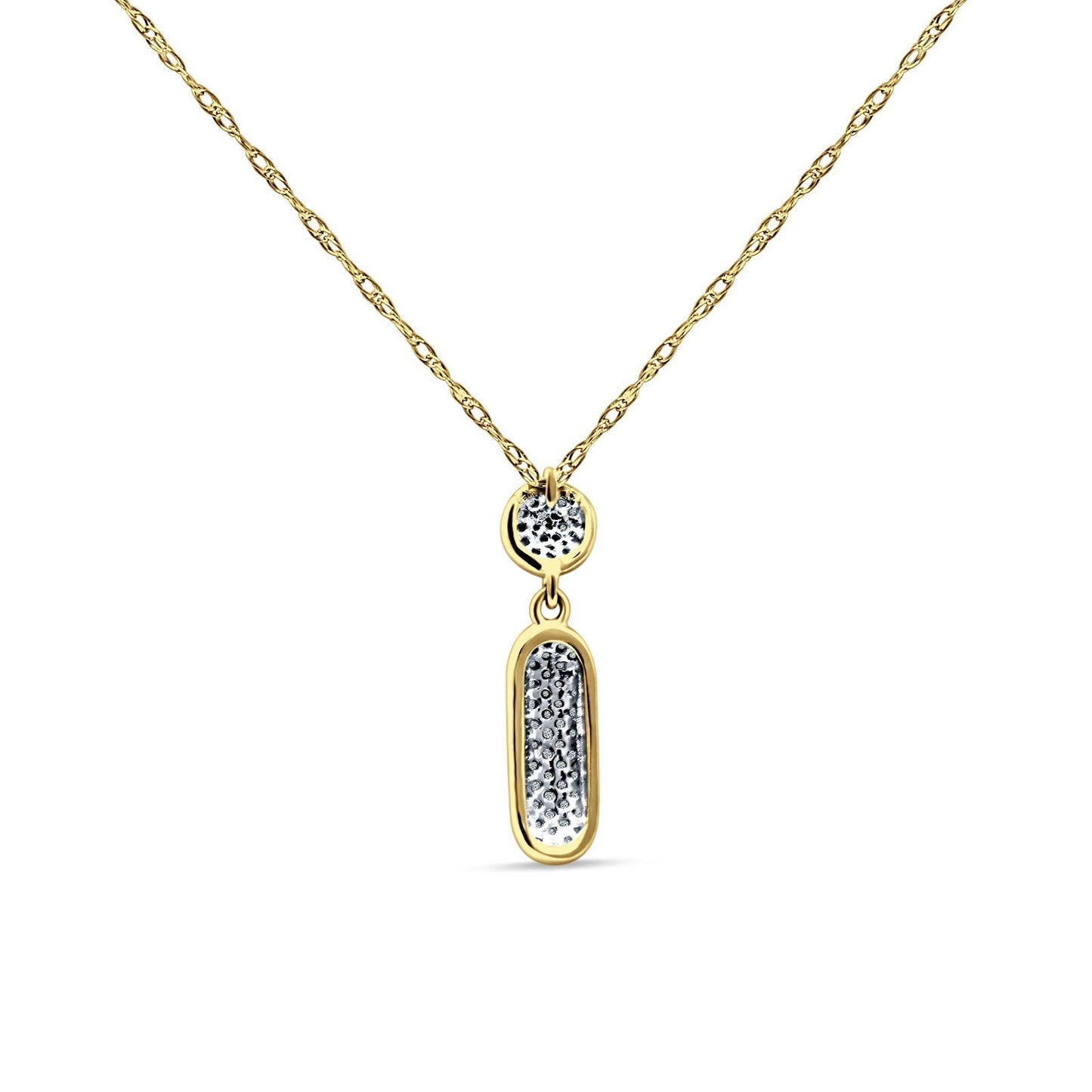 14K Yellow Gold 0.11ct Crystal Drop Diamond Pendant Chain Necklace 18" Long Wholesale