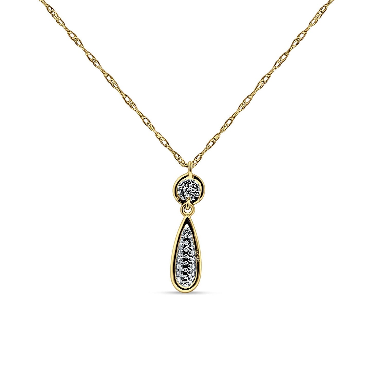 Diamond Teardrop Cluster Necklace 14K Yellow Gold 0.10ct Wholesale