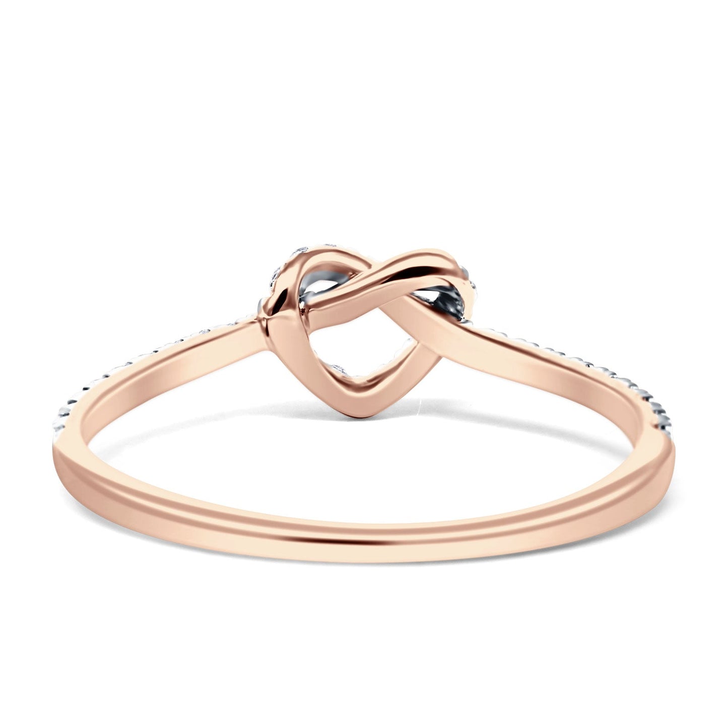 Diamond heart knot ring Half Eternity 14K Rose Gold 0.15ct Wholesale