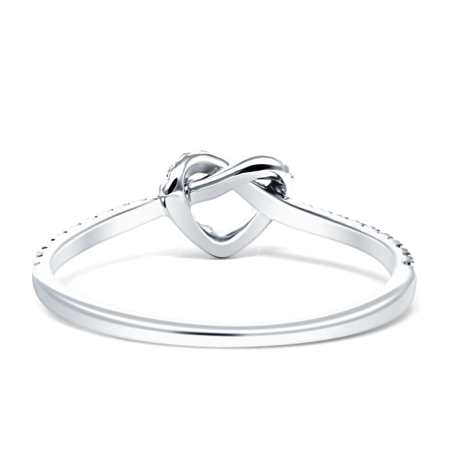 Diamond Heart Knot Ring Half Eternity 14K White Gold 0.15ct Wholesale