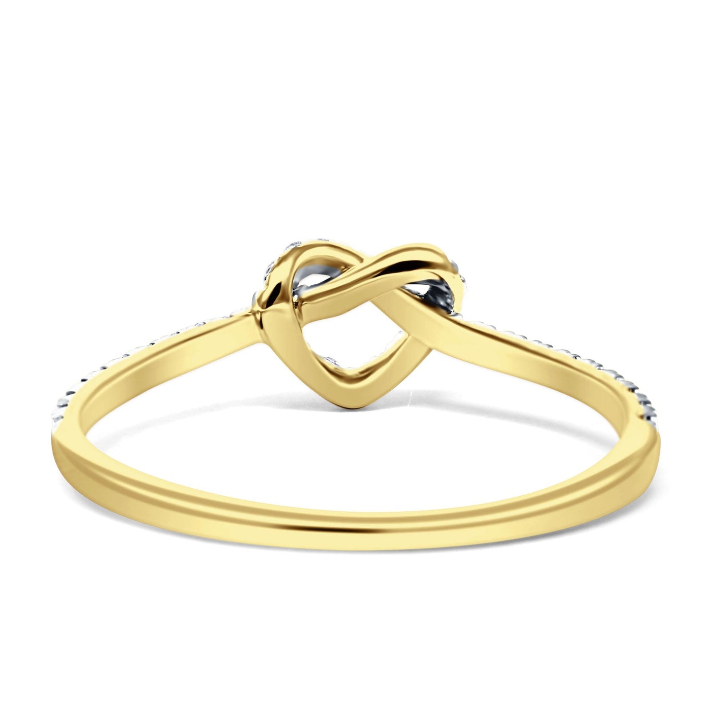 Diamond Heart Knot Ring Half Eternity 14K Yellow Gold 0.15ct Wholesale