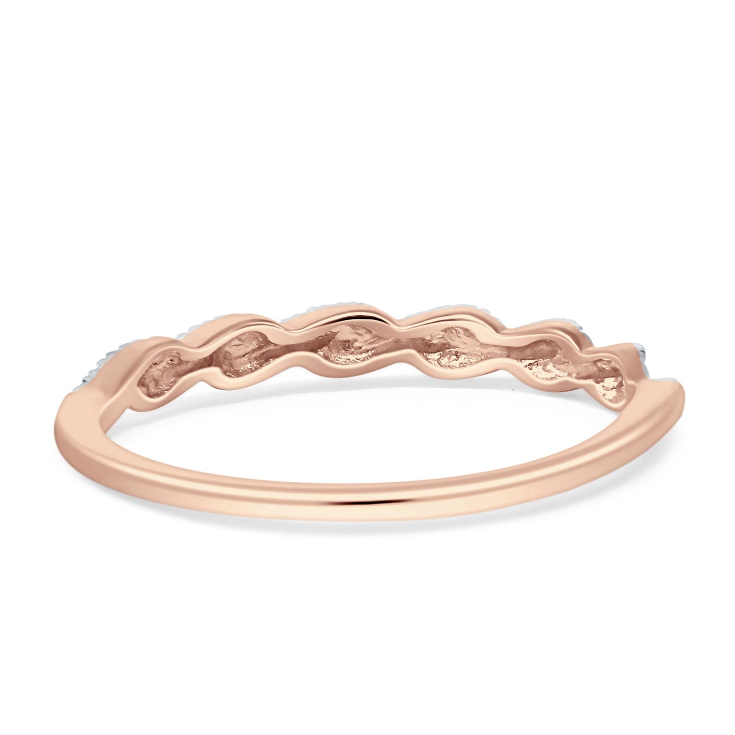 Diamond Infinity Twisted Wedding Band Half Eternity 14K Rose Gold 0.11ct Wholesale