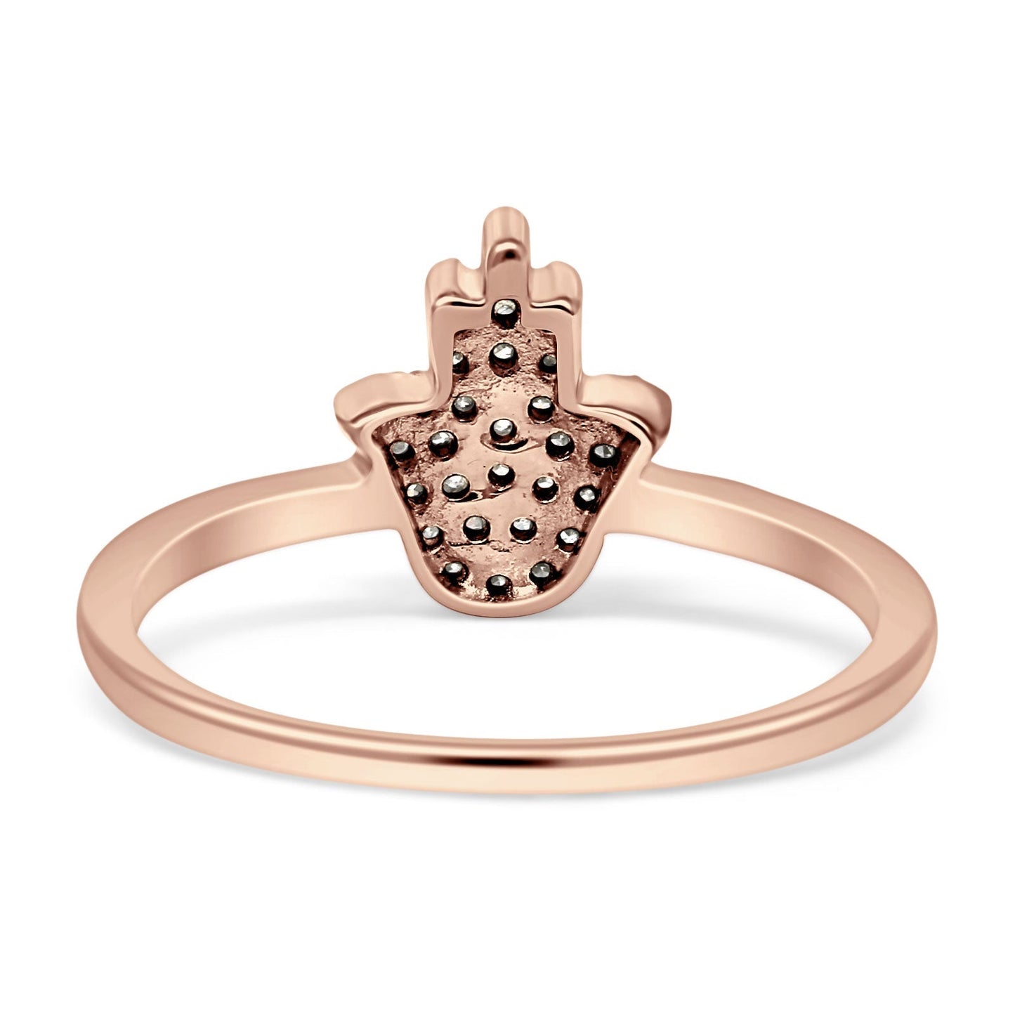 Diamond Hamsa Hand Ring 14K Rose Gold 0.11ct Wholesale