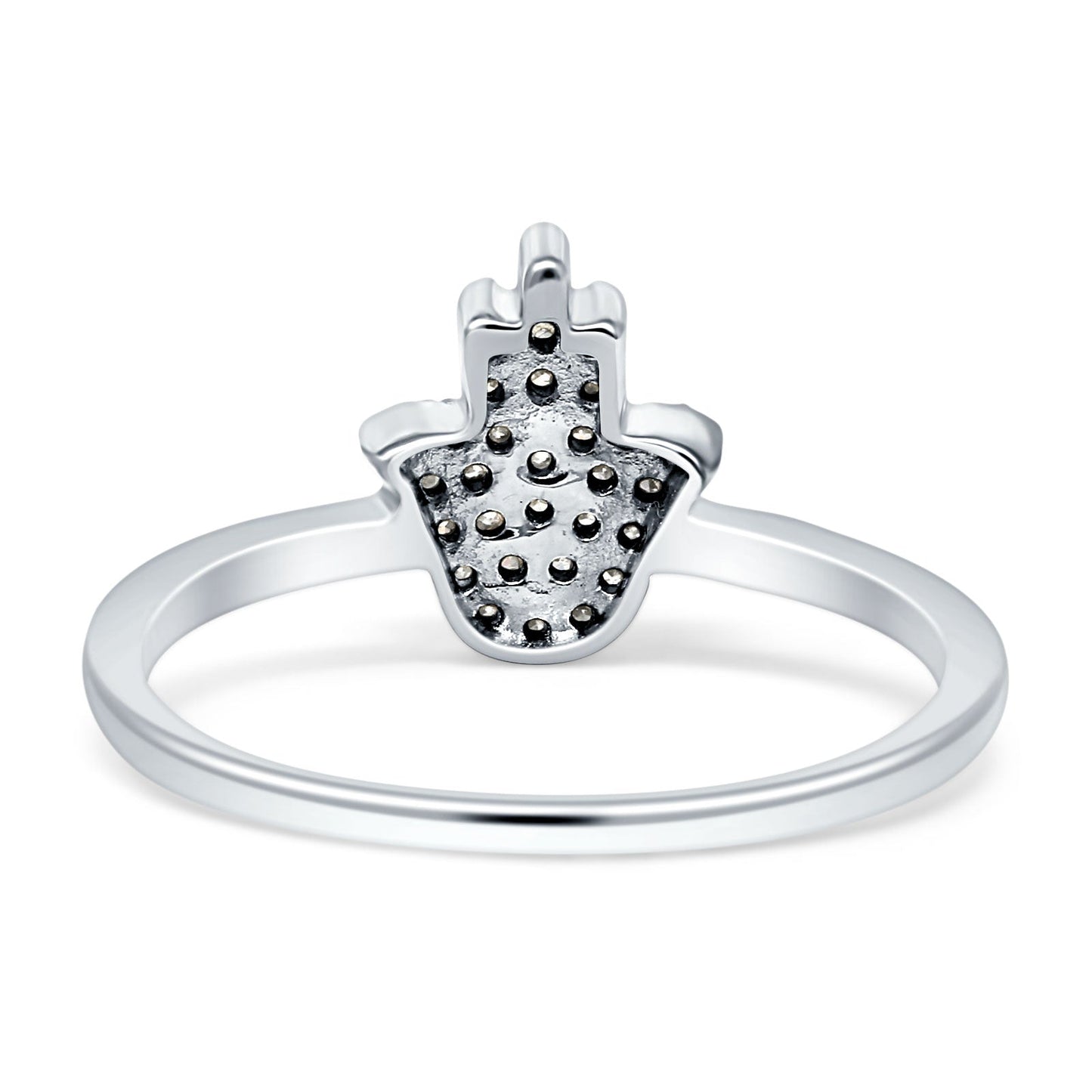 Diamond Hamsa Hand Ring 14K White Gold 0.11ct Wholesale