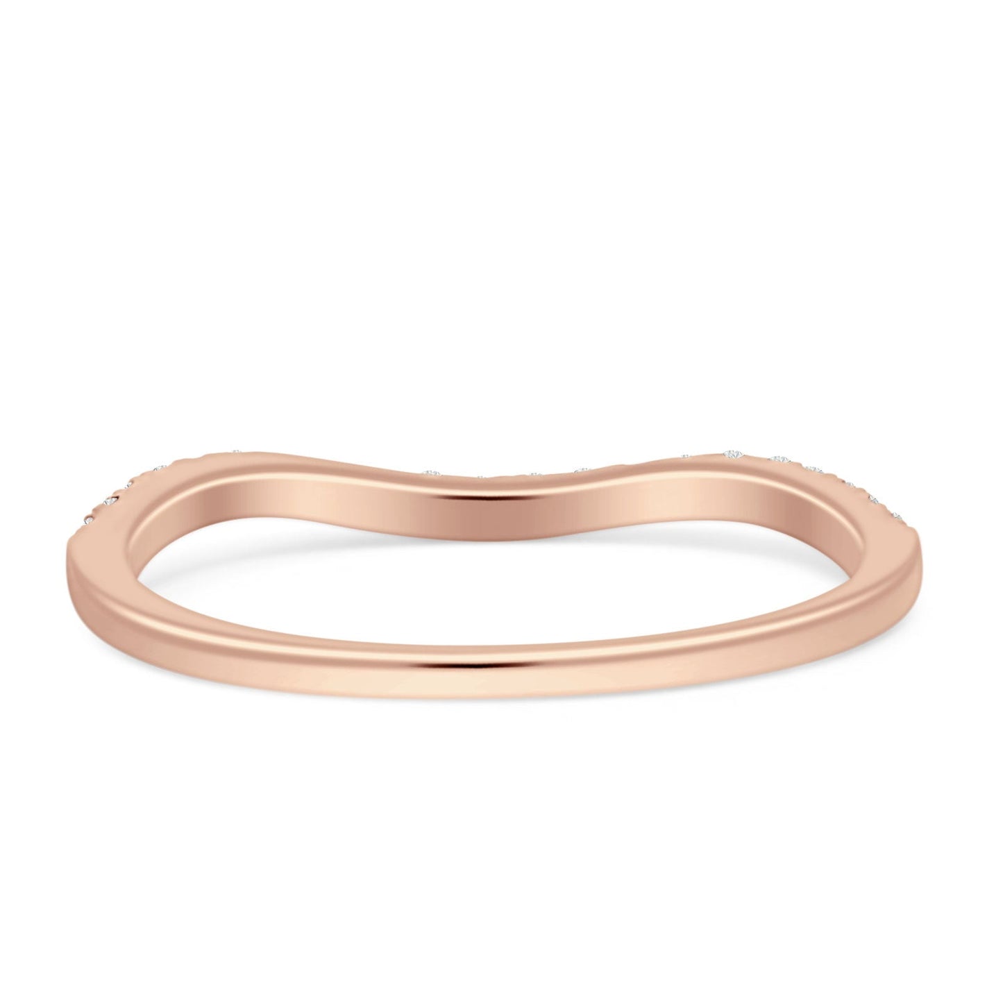 Diamond Contour Curved Wedding Band Half Eternity 14K Rose Gold 0.23ct Wholesale