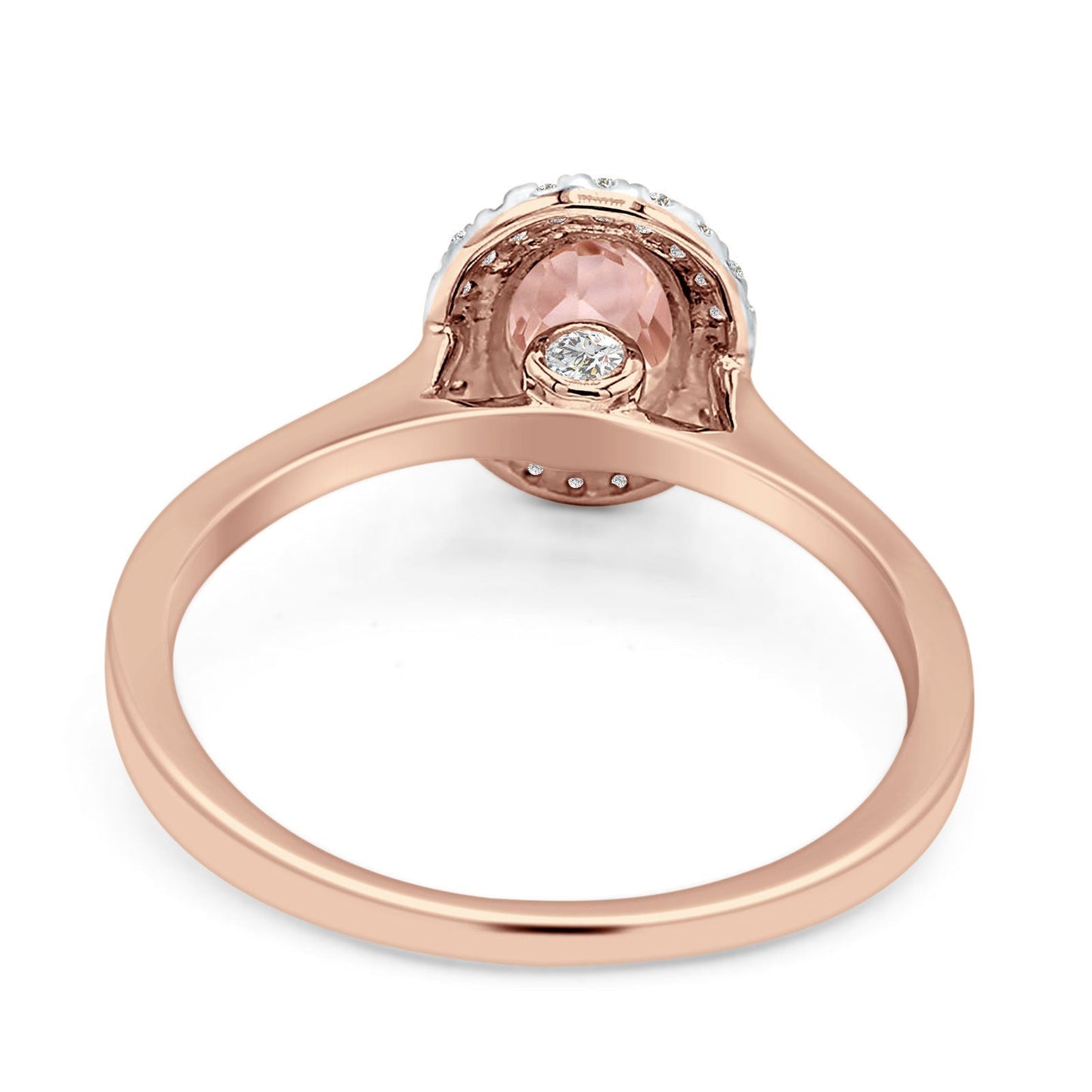 Oval Natural Morganite Halo Natural Diamond Solitaire Ring 14K Rose Gold Wholesale