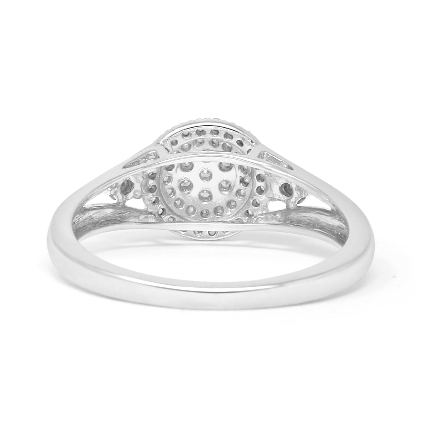 Split Shank Halo Round Natural Diamond Ring 14K White Gold Wholesale