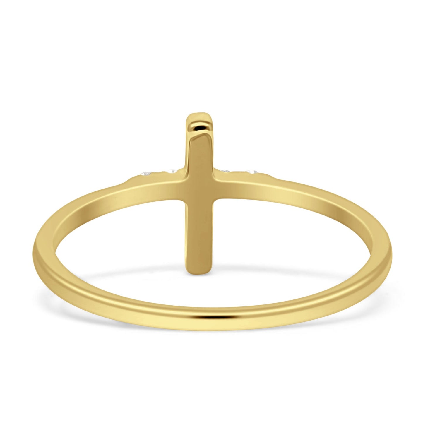 Diamond Cross Ring Solid 14K Yellow Gold 0.10ct Wholesale