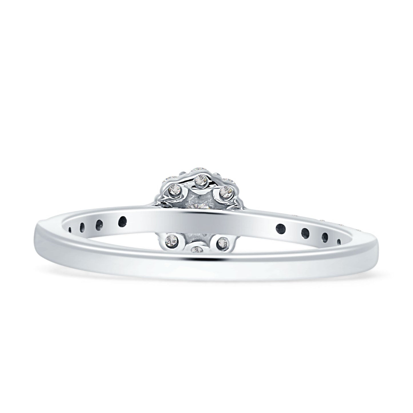 Halo Round Diamond Flower Ring 14K White Gold 0.33ct Wholesale