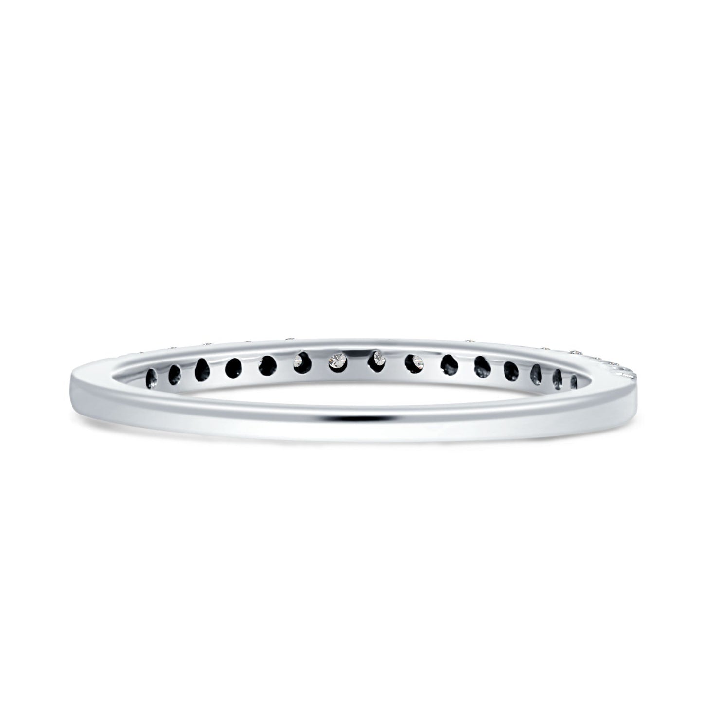 Minimalist Half Eternity Diamond Stackable Ring 14K White Gold 0.21ct Wholesale