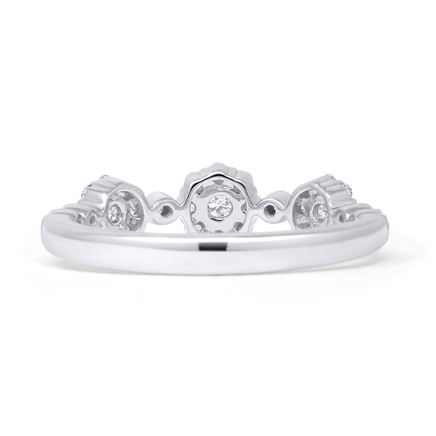 Three Flower 0.39ct Diamond Halo Ring Eternity Stackable 14K White Gold Wholesale