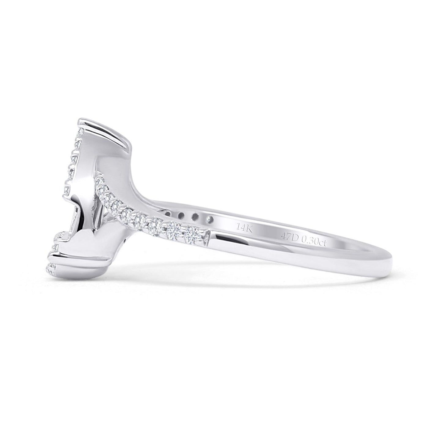 Teardrop Pear Split Shank 0.30ct Natural Diamond Ring 14K White Gold Wholesale