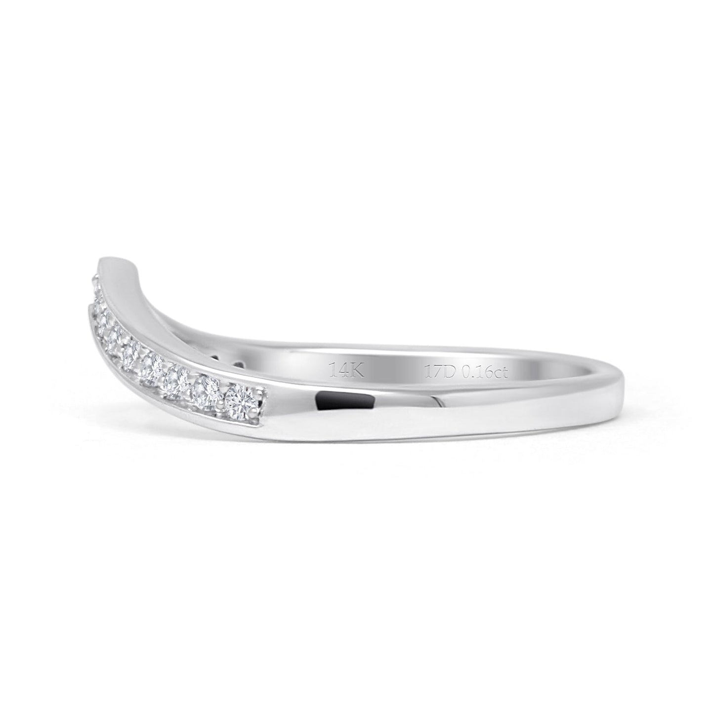 Chevron Wedding Band 0.16ct Natural Diamond 14K White Gold Wholesale