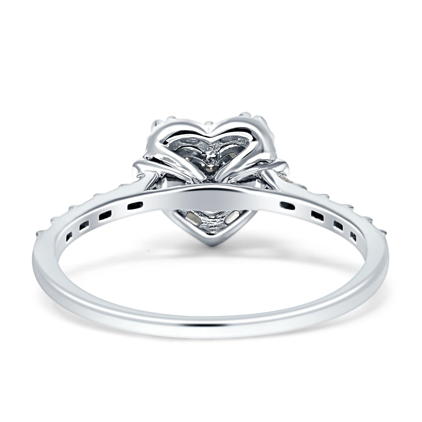 Heart Shaped Cluster Diamond Wedding Ring 14K White Gold 0.20ct Wholesale