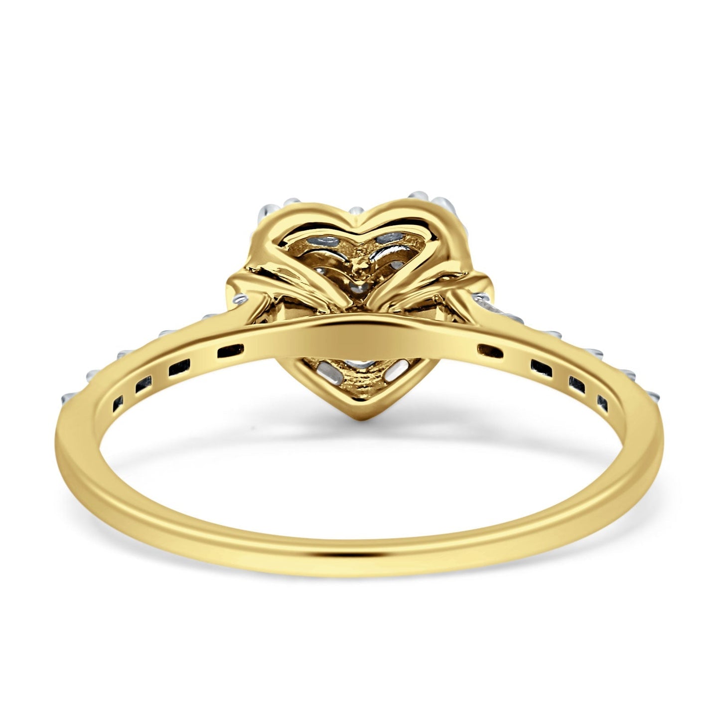 Heart Shaped Cluster Diamond Wedding Ring 14K Yellow Gold 0.20ct Wholesale