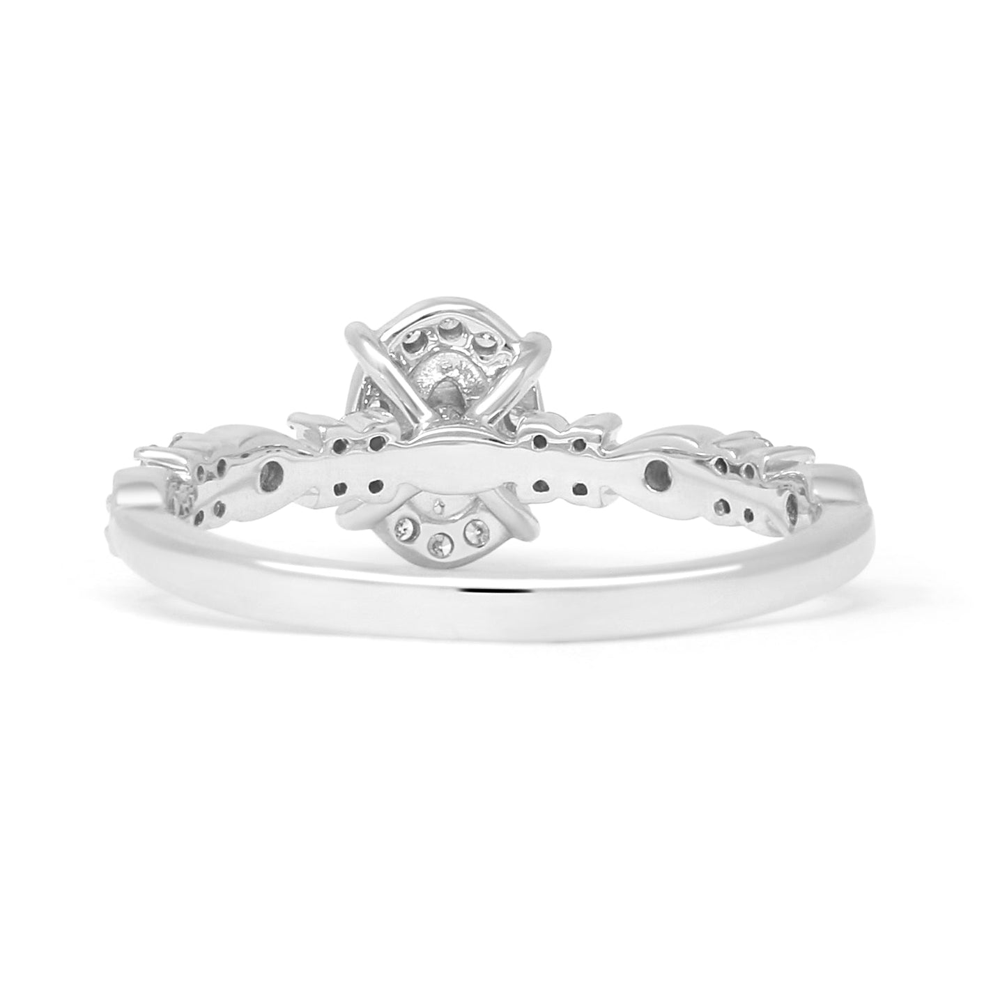 Oval Halo Vintage Style Round Natural Diamond Bridal Ring 14K White Gold Wholesale